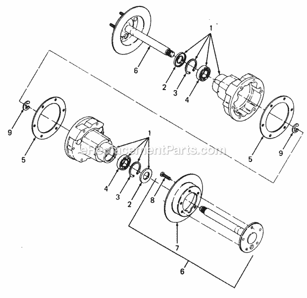 Rear Axle Carrier Diagram and Parts List for 1882 800000-821059, 140-721-100, 141-721-100 Cub Cadet Lawn Tractor